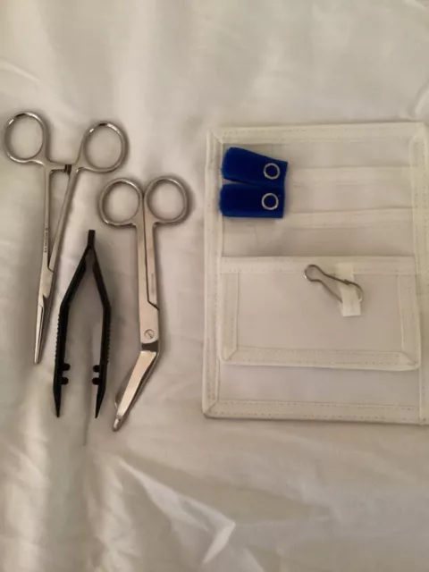  Nurse EMT Pocket Organizer Kit Medical Bandage Scissor, Clamp Scissors Tweezers