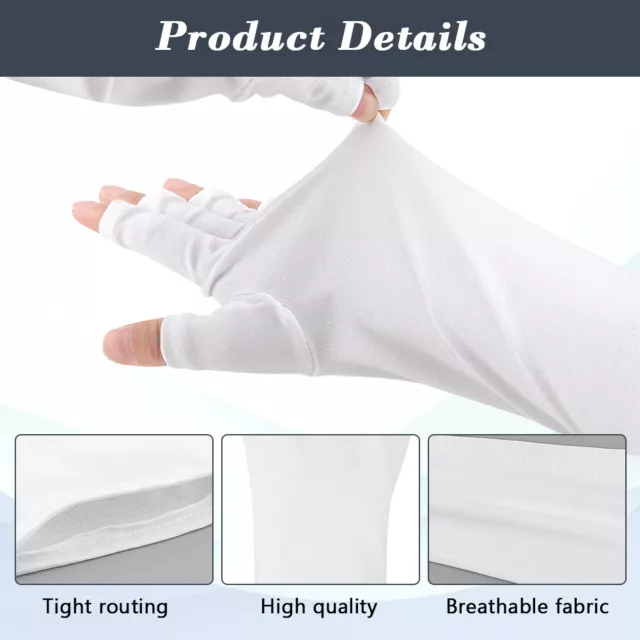 2pairs Breathable Manicure Gloves Long Short Washable For Women UV Protection