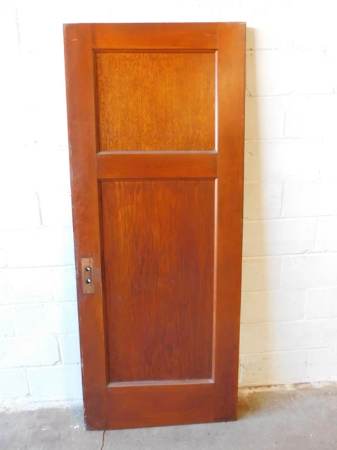 1900's Antique Wooden INTERIOR DOOR Two Panel CRAFTSMAN/MISSION Style Fir ORNATE