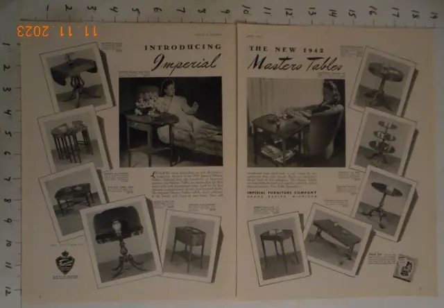 1942 Imperial Furniture CO Grand rapids MI 2 pg table  print AD Drexel Cupboard