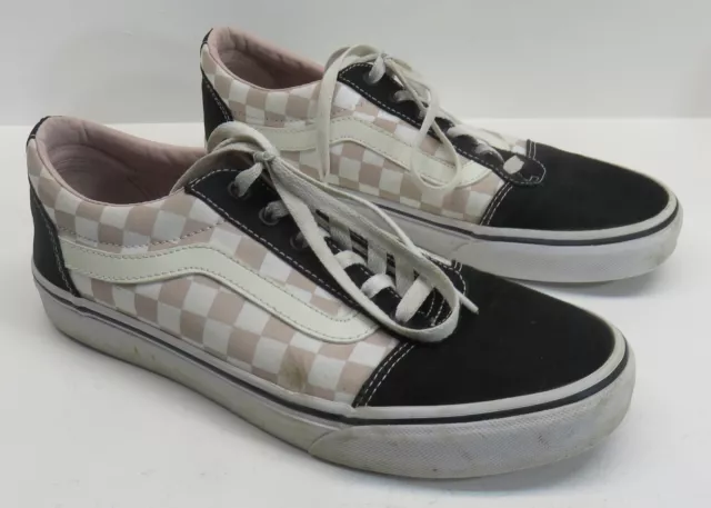 VANS Old Skool Womens Pink Checkered Lace-Up Canvas Skate Sneakers - size 9.5