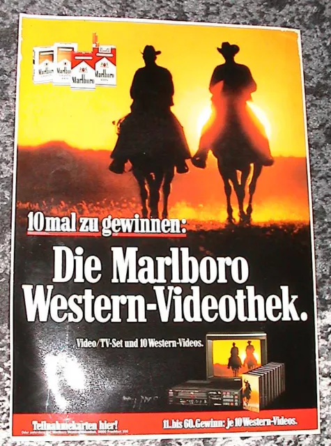 Zigarette Werbung großer Marlboro Aufkleber Western Video unbenutzt Bestzustand
