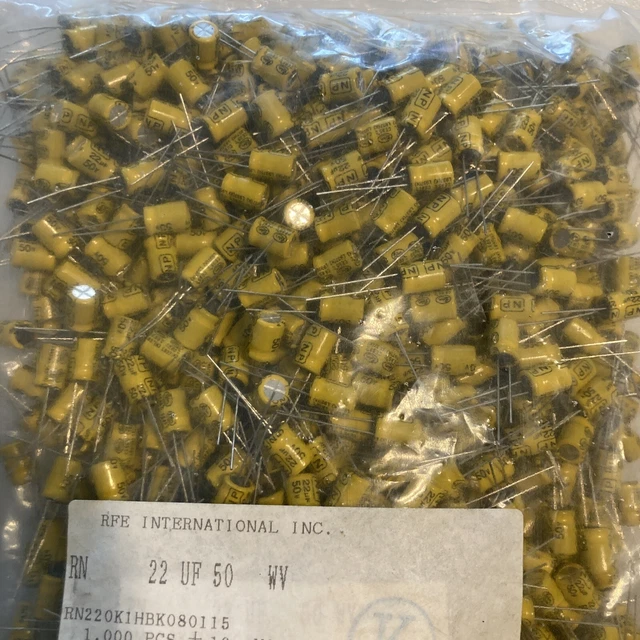 22uF 50V 22MFD 50WV Aluminum Electrolytic Capacitor - RFE INTERNATIONAL 25pc bag
