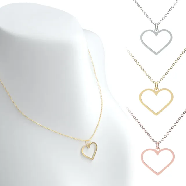 Mujer Collar con Colgante Corazón Love de Acero Inoxidable Cadena Moda Joyería