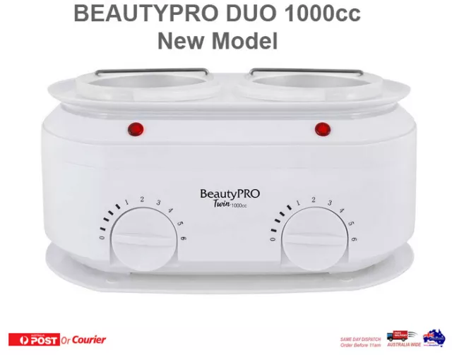 Beauty Pro Twin Wax Pot 2 x 1000cc Heat Warmer Strip & Hot Wax Strip Aussie Sale