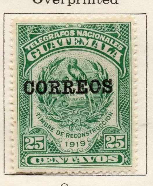 Guatemala 1920 Early Issue Fine Used 25c. Optd 108019