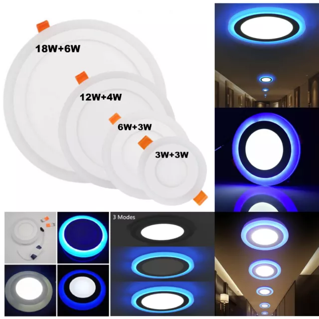 6W 9W 16W 24W 3 Mode Dual Two Colour Round Recessed Ceiling Wall LED Panel Light