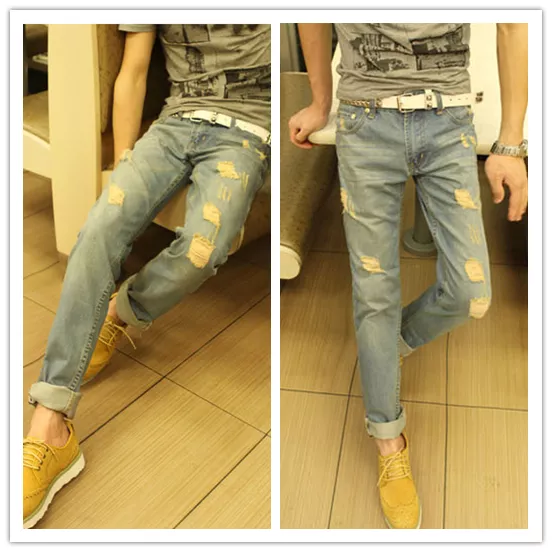 New Hot Mens Stylish Fashion Designer Slim Fit Jeans Trousers Pants 0408