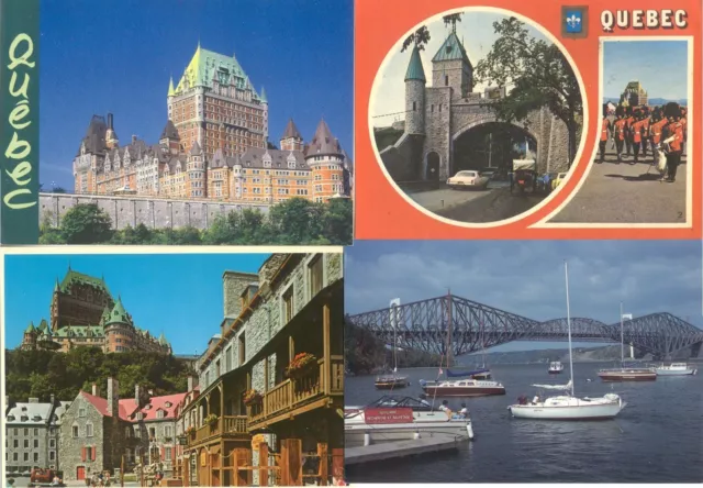 Lot de 4 cartes postales anciennes CANADA QUEBEC ville