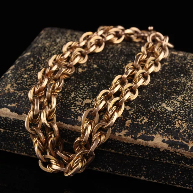 Antique Victorian 9K Yellow Gold Twist Chain Bracelet