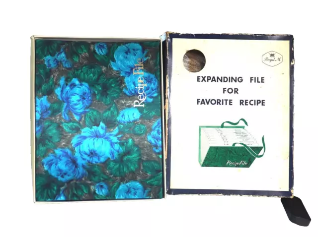 Vintage Recipe Expanding File Folder Organizer Blue Floral Royal M Brand