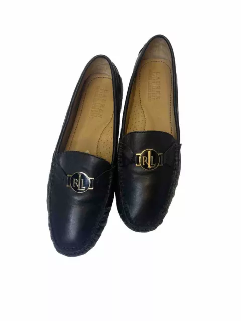 Ralph Lauren Carley driving loafers 7.5 black Leather