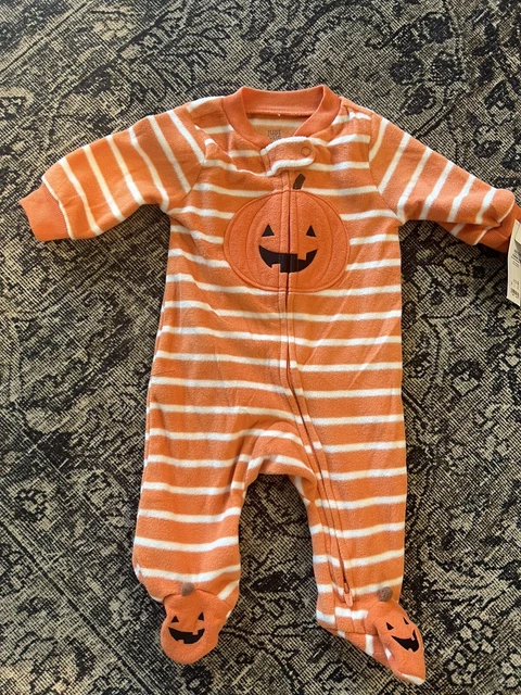 Baby Boy Girl Neutral Size 3 Months Halloween Carters Sleeper Pumpkin New 2