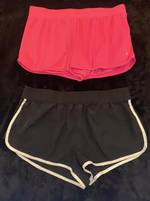 LOT: 2 DANSKIN Now Shorts Womens Lg Black/ Pink Athletic Running