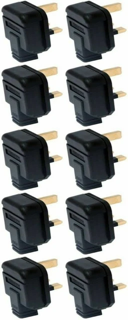 Permaplug Black Heavy Duty Rubber 13A UK 3 Pin Fused Plug Top