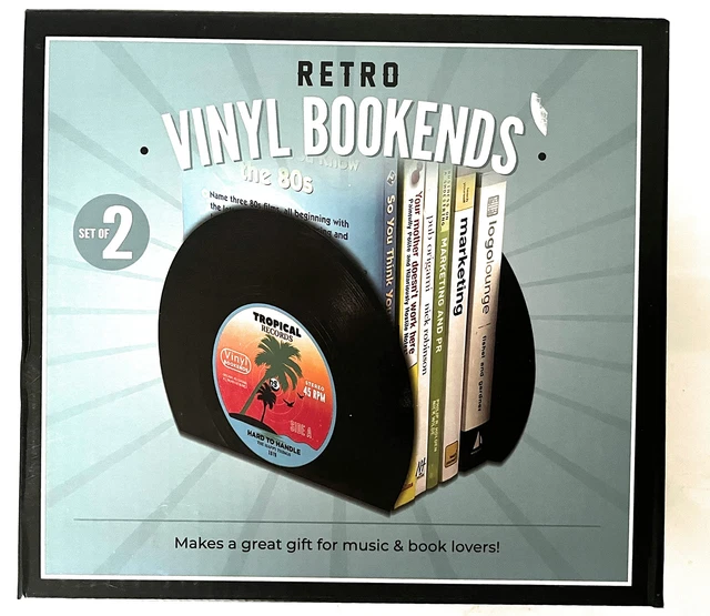 Retro Vinyl Bookends Lightweight Perfect For DVDs Video Game CDs Small Books