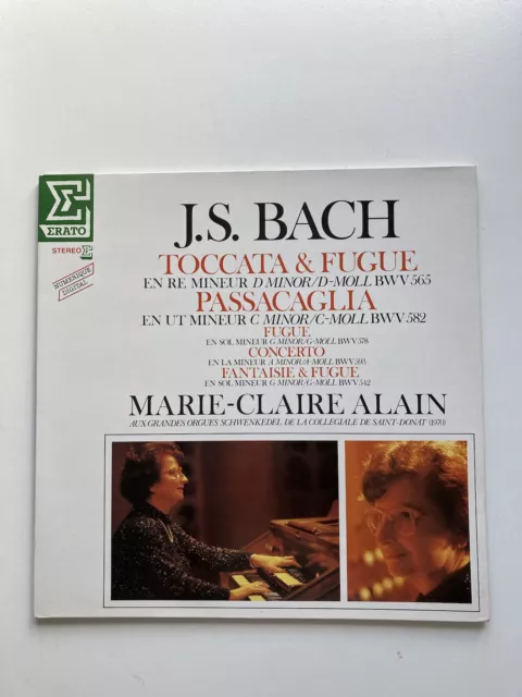 LP Vinyl - J.S. Bach Toccata & Fuge Passacaglia Marie-Claire Alain Erato 75053