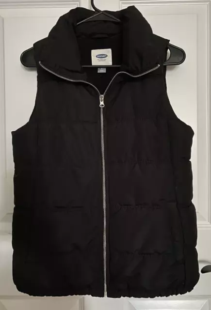 Womens Puffer Vest Old Navy Black Size Small Petite Pockets Lining Full Zip