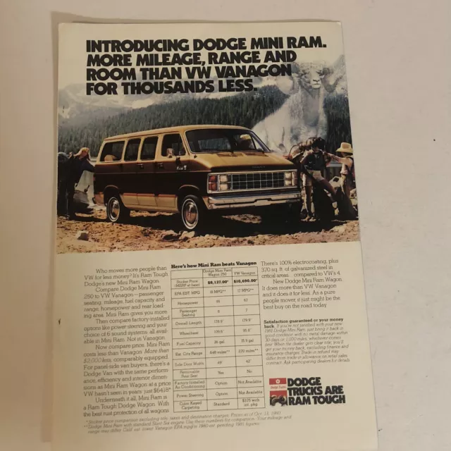 Dodge Mini Ram Print Ad Advertisement 1981 pa10