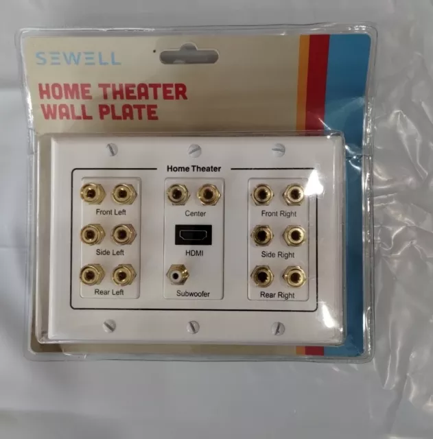 7.1 Home Theater Speaker Wall Plate Banana Binding Post HDMI Port 3Gang