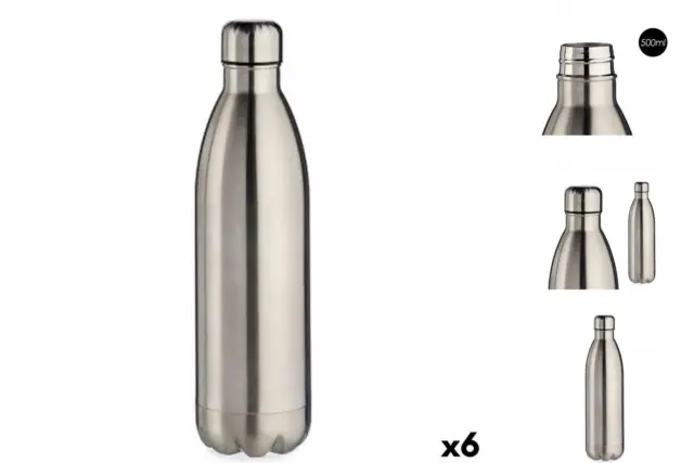 Bottiglia termica colori argento 500 ml acciaio inox 6 pezzi thermos