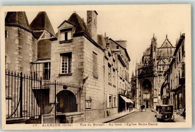39479524 - Alencon Rue du Bercail au fond l`Eglise Notre Dame Oldtimer Alençon