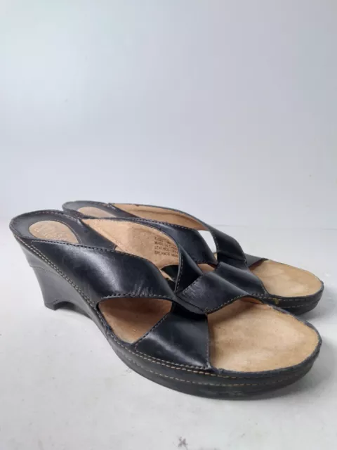 Clarks Artisan Womens Size 8 Black Leather Comfort Slip On Sandal Slide Preowned