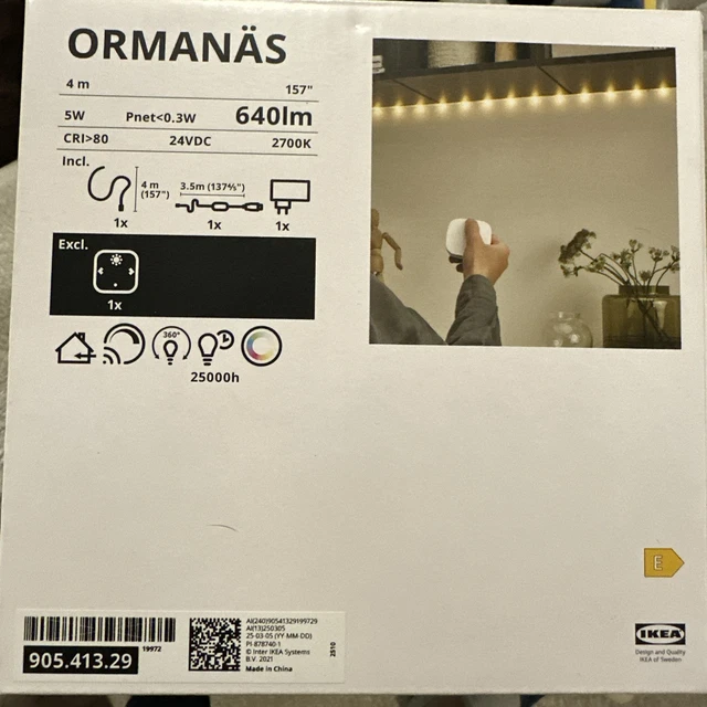 IKEA ORMANAS 4M Stripe Multicolour LED Strip Light Zigbee Smart ...