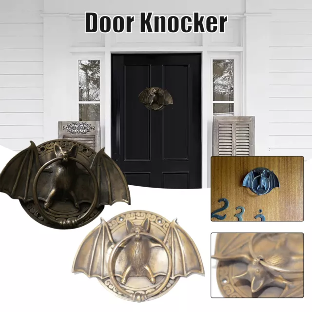 Brass Retro Bats Door Knocker Heavy Duty Doorknocker Home Front Door Decoration