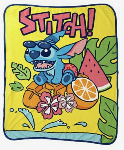 DISNEY LILO & STITCH TROPICAL FRUIT THROW BLANKET 48 x 60" New!