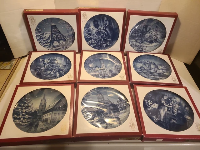 BAREUTHER CHRISTMAS PLATE LOT OF 9 LIMITED EDITION WALDSASSEN BAVARIA 80/90s VTG