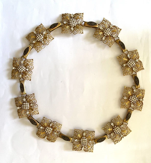 Collier Vintage Strass Et Laiton - État Impeccable, Pièce Ancienne élégante