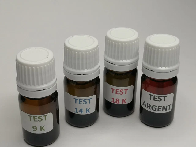 Kit 4 Tester Per Oro 9, 14, 18 K E Argento Con Pietra Di Paragone E Istruzioni