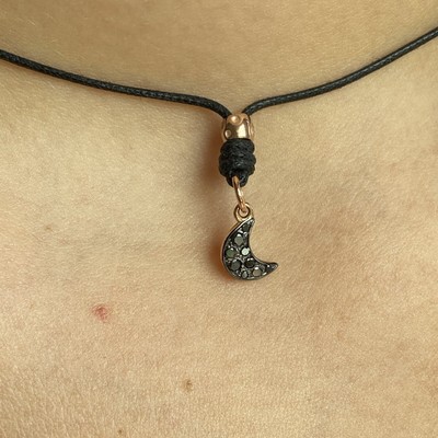 Pomellato Dodo Pomellato Collana Ciondolo Luna Diamanti Black Granello Oro Rosa Originale 