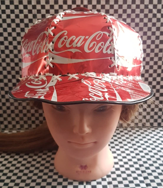 Retro Coca-Cola Tin Can Baseball Cap Hat Recycled Handmade Unique Rare Retro Coca-Cola Tin Can Baseball Cap Hat Recycled Handmade Unique Rare