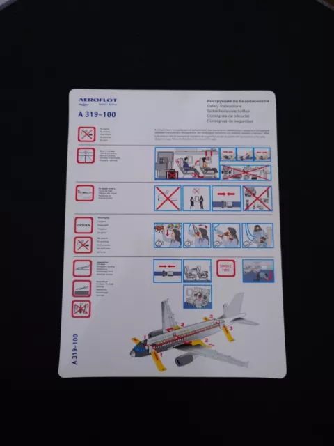 Aeroflot Airbus A319-100 Safety Card