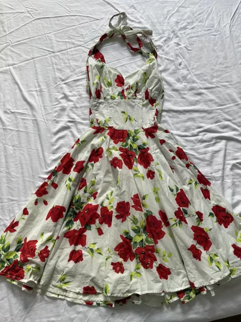 Trashy Diva Red Roses 1950s Style Dress Women’s Size XS/UK 6-8/US 2 Halterneck