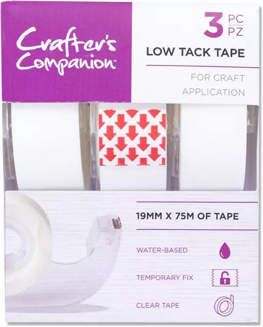 Crafter's Companion Low Tack Tape for Paper and Card Projects - Pack of 3 - for