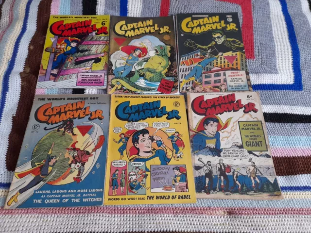 6 Captain Marvel Jr Comics Nos 16 59 65 71 74 76 1950-1952 Fawcett/L Miller B35
