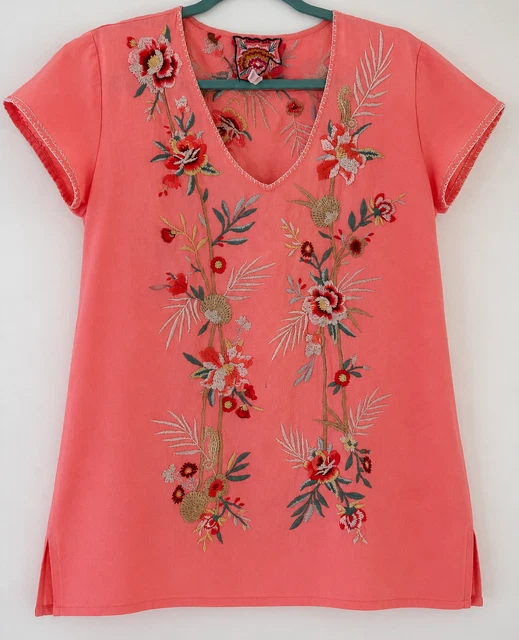 Johnny Was Coral Mexican embroidered top Johnny Was Coral Mexican embroidered top