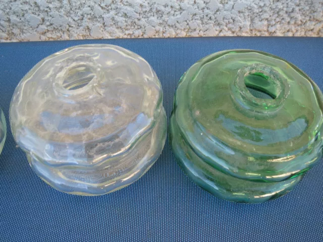 lot Ancien encrier en verre vert reservoir de lampe a pétrole  french antique 3