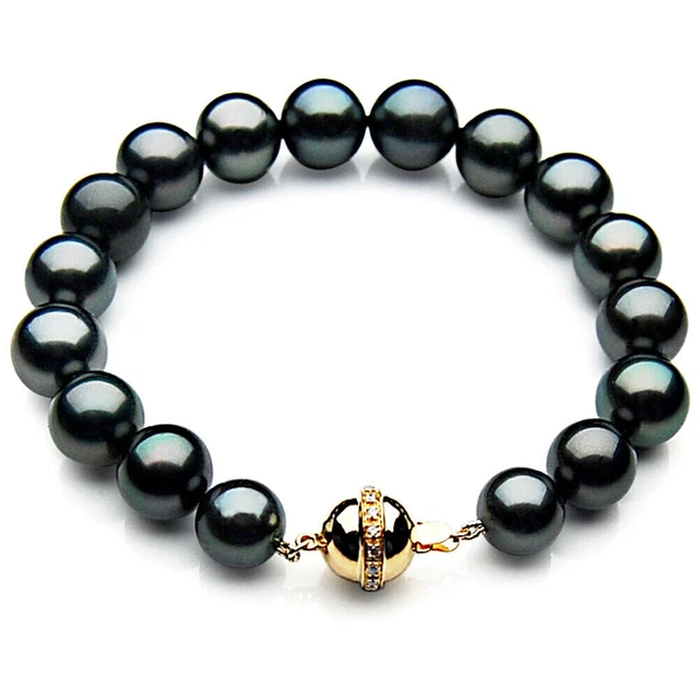 Pacific Pearls® AAA 9-11 mm Bracelets de perles noires de Tahiti Cadeaux de...