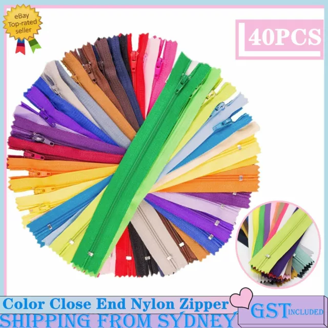 40pcs Assorted Color Close End Nylon Zipper For Tailor Sewer DIY Craft Sewing AU