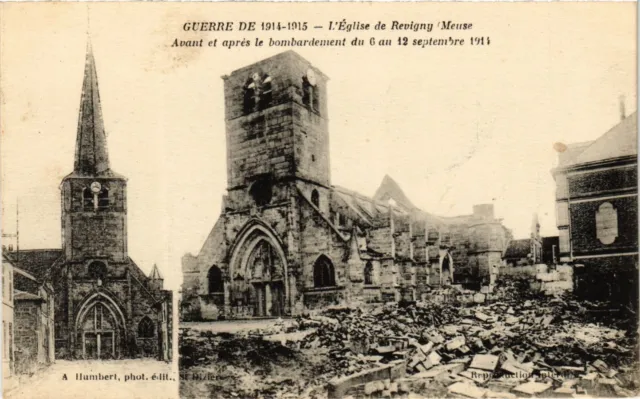 CPA AK Militaire - L'Eglise de Revigny avant et apres le bombardement (698322)