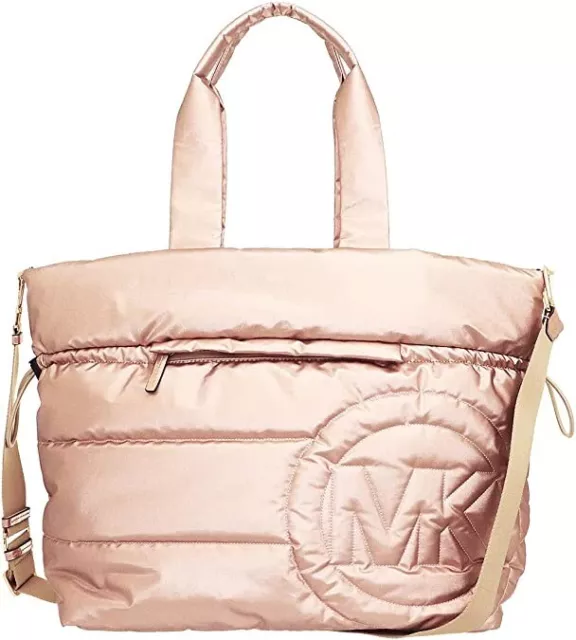 Michael Kors Rae Quilted Nylon Rose Gold Extra Large Tote 35F1G5RT7M $398 FS