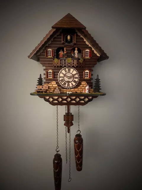 cuckoo clock black forest quartz german music quarz chalet new