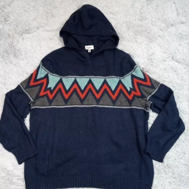 Goodfellow & Co. Mens Hoodie Sweatshirt Blue XXL Aztec Pullover Sweater 2XL