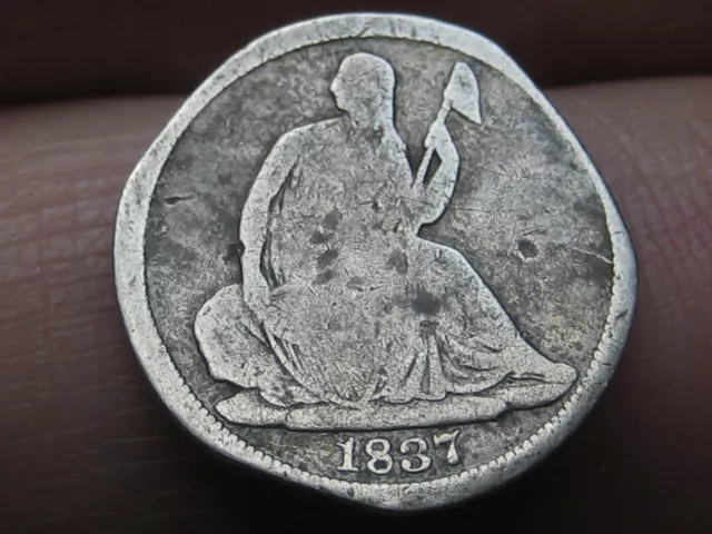 1837 Seated Liberty Half Dime, Large Date, Triple Clipped Planchet