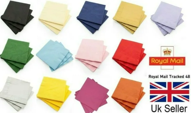 Paper Napkins 33cm x 2ply Party Tableware Solid Colour All Occasion 20/40/80/100