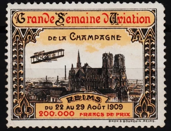 rare old reklamemark 1909 big aviation week, reims, flight week/0405